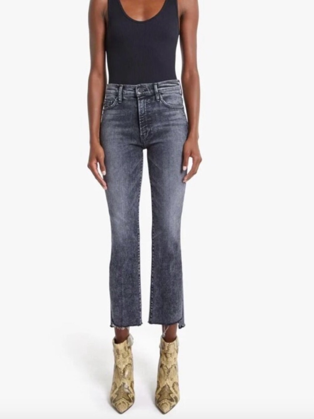 Mother Insider Crop Step Fray Jeans Women’s Size 29 Train Stops Acid Wash Gray